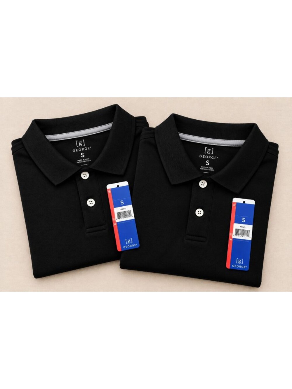 George Short Sleeve Pique Polo Shirts Men’s Size Small 2-Pack NWT - Black
